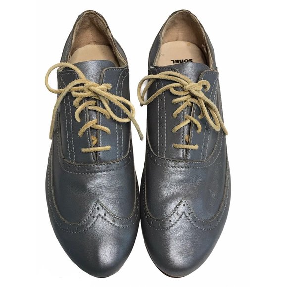 Sorel Shoes - Sorel Derby Oxford Leather Lace Up Silver Gray Shoes Size 8